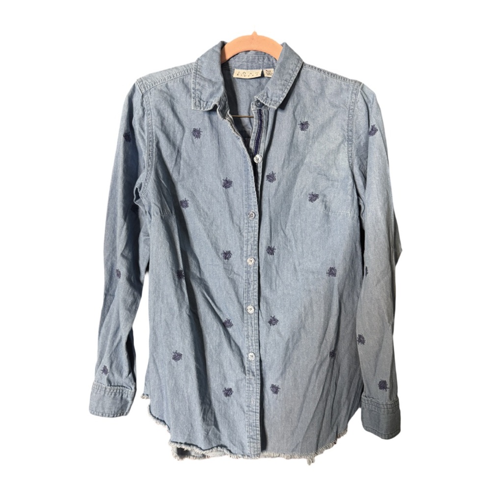 #8 Joan Rivers Denim Bee Button Down